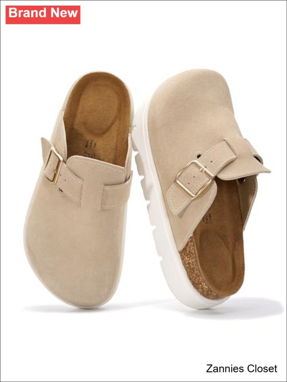 ✨ Project Cloud Genuine Leather Platform Clogs Slip On Cork Footbed Memory Foam